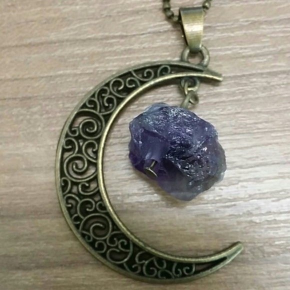 Crescent Moon Amethyst Necklace - Picture 3 of 6
